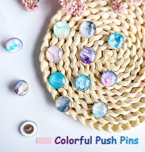 Push Pins,Thumb Tacks,Decorative Push Pins,Cute Thumb Tacks and Pushpins for Bulletin Board, Pin Board for Cork Board,Class Decor,Office Decor,Cubical Decor or Home Décor (Marble pattern-24) in Kuwait