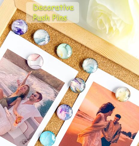 Push Pins,Thumb Tacks,Decorative Push Pins,Cute Thumb Tacks and Pushpins for Bulletin Board, Pin Board for Cork Board,Class Decor,Office Decor,Cubical Decor or Home Décor (Marble pattern-24) in Kuwait