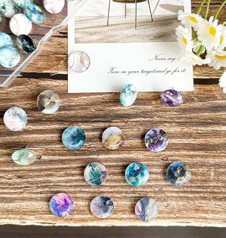 Push Pins,Thumb Tacks,Decorative Push Pins,Cute Thumb Tacks and Pushpins for Bulletin Board, Pin Board for Cork Board,Class Decor,Office Decor,Cubical Decor or Home Décor (Marble pattern-24) in Kuwait