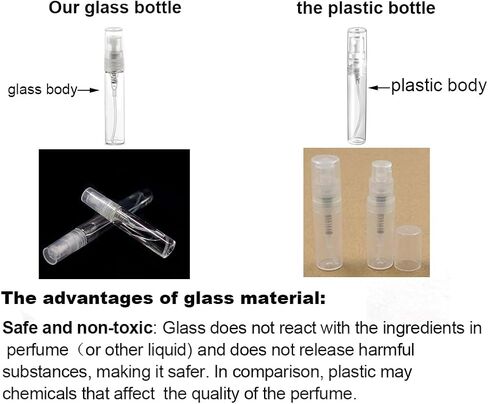 Elfenstal- 10pcs Mini Clear 3ml 1/6OZ Atomizer Fine Mist Empty Glass Bottle Spray Refillable Fragrance Perfume Scent Sample Bottle 1pc Clean Cloth for Travel Party Makeup Tool 2pcs Free 3ml Pipette in Saudi Arabia