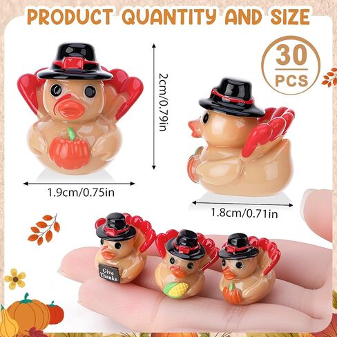 30 Pcs Thanksgiving Mini Resin Ducks, Tiny Turkey Ducks, Miniature Turkey Figurines, Novelty Thanksgiving Party Favors Gift Decoration (Give Thanks, Corn, Pumpkin) in Saudi Arabia