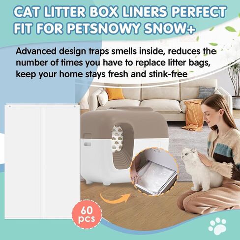 60pcs بطانات قمامة القمامة القط للثلوج petsnowy+ صندوق القمامة التلقائي للقطعة ، والدموع والتسرب مقاوم الأكياس الأدراج الأدراج. in Kuwait