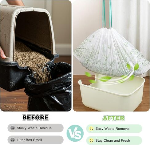 بطانات صندوق القمامة Bienbee ، 30 حزمة 36 "× 19" بحجم كبير أكياس القمامة القمامة ذات الحجم الكثيف خطوط قطة سميكة سميكة من السهل التنظيف المقاوم للدموع القطط الثقيلة لاعتراف بطانة مع قطط الحيوانات الأليفة الرباط in Kuwait