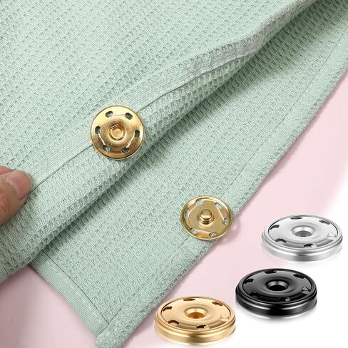 1 بوصة/25 مم لقطات للخياطة ، 24 مجموعة أزرار كبيرة الخياطة على Snap Snaps لقطات النسيج المعدني المسبق أزرار الأزرار لإصلاح الملابس (الذهب ، الأسود ، الفضة) in Kuwait