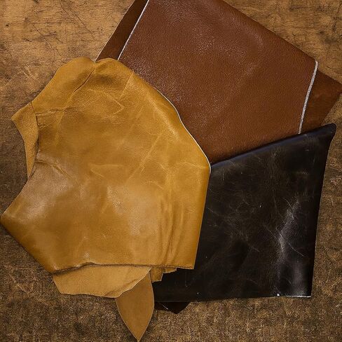 Mixed Color Leather Scraps, Top Grain Italian Cowhide Remnants for Crafting, 1-10 lb Packs, Upholstery Grade (1, Pounds) in Saudi Arabia