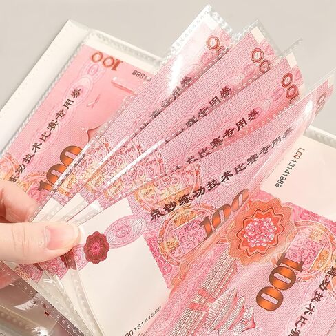 100 Envelope Savings Challenges Book Leather Cash Organizer 100 Pocket Money Challenge Binder Saver Successfully Reach Your Savings Goals (White) in Kuwait