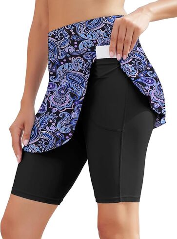 WOWENY Women's Swim Skirts Swimsuit High Waist Swimming Skorts with Shorts Bikini Bottoms with Pocket Bathing Suit Bottoms in Kuwait