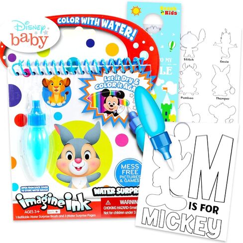 Disney Baby Paint with Water for Kids ، الأطفال الصغار الذين يبلغون من العمر 3 سنوات - حزمة مع 16 صفحة Mickey و Friends Friend Frame Matry Colling Book للأعمار 3 4 5 6 7 8 وأكثر | ديزني لا ميس الفنون والحرف in Kuwait