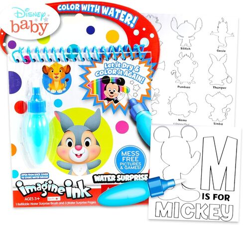 Disney Baby Paint with Water for Kids ، الأطفال الصغار الذين يبلغون من العمر 3 سنوات - حزمة مع 16 صفحة Mickey و Friends Friend Frame Matry Colling Book للأعمار 3 4 5 6 7 8 وأكثر | ديزني لا ميس الفنون والحرف in Kuwait