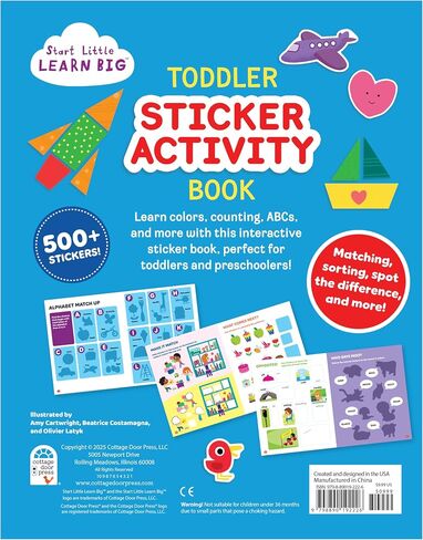 Toddler Sticker Activity Book Includes 500+ Stickers - Learn ABCs, Counting, Colors and More for Kids Ages 2 - 5 (Start Little Learn Big Series) in Saudi Arabia