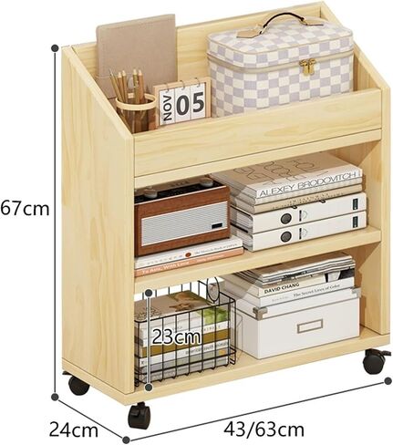 Mobile Filing Cabinet with Wheels Under The Office Table Storage Shelf, Storage Cart, Mobile Multi-Layer Bookcase with Wheel File Cabinet,One Color63Cm in Saudi Arabia