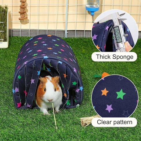 Glittme Guinea Pig Hideout with Curtain and Tunnel - Soft Bed with Cushion - Suitable for Guinea Pig, Hamster, Chinchilla, Bunny - Dark Green Flowers in Saudi Arabia