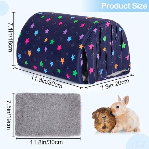 Glittme Guinea Pig Hideout with Curtain and Tunnel - Soft Bed with Cushion - Suitable for Guinea Pig, Hamster, Chinchilla, Bunny - Dark Green Flowers in Saudi Arabia