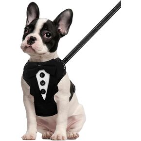 BINGFPET Dog Tuxedo Harness,Adjustable Reflective Dog Vest Harness and Leash Set Soft Mesh Padded,Formal Pet Wedding Outfit with Bow Tie Party Costume for Puppy Small Medium Dogs(Navy Blue,XS) in Saudi Arabia