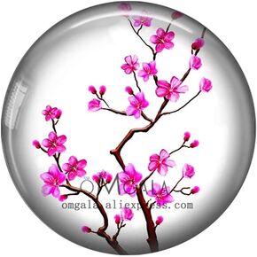 New 2026 Beautiful Pink Peach Blossom Flowers Pattern 12Mm/18Mm/20Mm/25Mm Round Photo Glass Cabochon Demo Flat Back Jewelry Fashion Accessories Creative Gift in Saudi Arabia