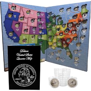 Deluxe State Quarter Collection Folder - Removable Capsules for Easy & Safe Storage - Built With Premium Foam – 1999-2009, 50 States & 6 Territories in Saudi Arabia