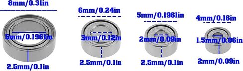 14pcs سيارات على الطرق الوعرة مجموعة محامل مختومة متوافقة مع 1/24 عربات التي تجرها الدواب Micro-B (5x8x2.5mm 3x6x2.5mm 2x5x2.5mm 1.5x4x2mm) in Saudi Arabia