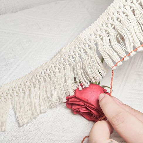 20 ياردة 6cm بعرض قطن من القطن الزخرفة ، بوهو خياطة شرابة الشريط الخيط الحرف لستارة الستار للملابس ملابس الزخرفة وسادة in Kuwait