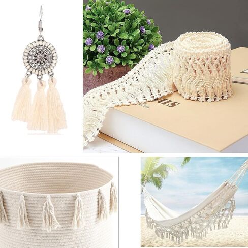 20 ياردة 6cm بعرض قطن من القطن الزخرفة ، بوهو خياطة شرابة الشريط الخيط الحرف لستارة الستار للملابس ملابس الزخرفة وسادة in Kuwait