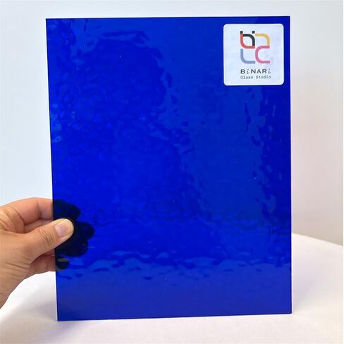 Wissmach Cobalt Blue English Muffle Stained Glass Sheets – Ripple Texture, 2 Pack | Handcrafted in USA | Curated by BiNARi Glass Studio (6 x 8 in (2 Pack)) in Saudi Arabia