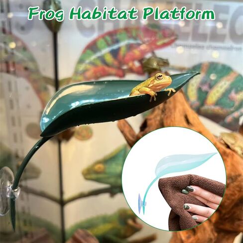 BNOSDM Crested Gecko Tank Accessories 3 Pcs Plastic Leaf Decorations with Suction Cup Gecko Climbing Toy Frog Habitat Platform Reptile Terrarium Decoration for Tree Frog Resting Spot in Saudi Arabia