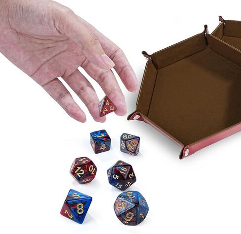 DND Dice,42-Piece Polyhedral Dice Set for D&D - Includes 6 Colorful Dice Bags & PU Leather Velvet Dice Tray - RPG MTG Dungeons and Dragons Table Games Accessories(Colour Mixing) in Saudi Arabia