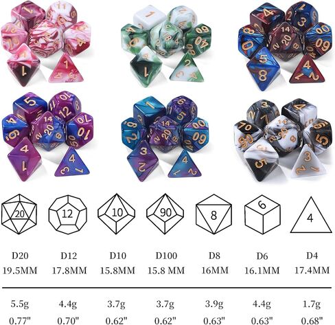 DND Dice,42-Piece Polyhedral Dice Set for D&D - Includes 6 Colorful Dice Bags & PU Leather Velvet Dice Tray - RPG MTG Dungeons and Dragons Table Games Accessories(Colour Mixing) in Saudi Arabia