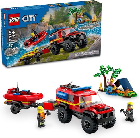 Lego City Fire 4x4 Fire Truck with Rescue Build Building Toy - Play Play Toy Preschool Toy For Boys & Girls ، Ages 5+ - Hights for Andies - 60412 in Saudi Arabia