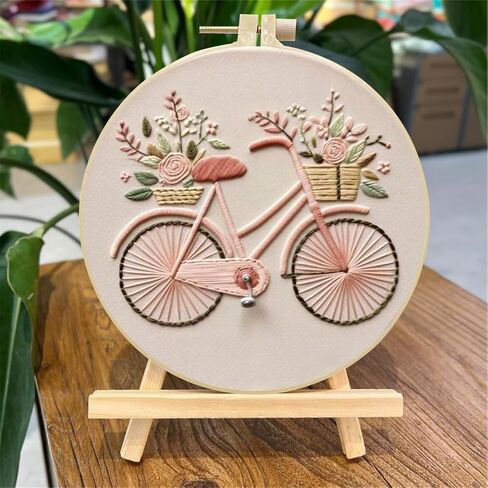 SCECALA 3 Pack Fall Embroidery Kit for Beginners - Flower Bicycle & House with Embroidery Pattern, Hoop, Complete Cross Stitch Supplies (Needle/Threads/Scissors) DIY Craft for Adults Sewing Hobby in Saudi Arabia