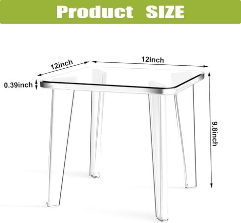 Acrylic Stool,Squre Shower Stools with Non-Slip,12 X 12 X 9.8 in Acrylic Plant Stand for Office Bathroom Living Room,Capacity 200 lbs in Saudi Arabia