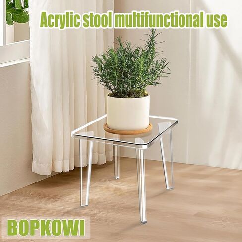 Acrylic Stool,Squre Shower Stools with Non-Slip,12 X 12 X 9.8 in Acrylic Plant Stand for Office Bathroom Living Room,Capacity 200 lbs in Saudi Arabia