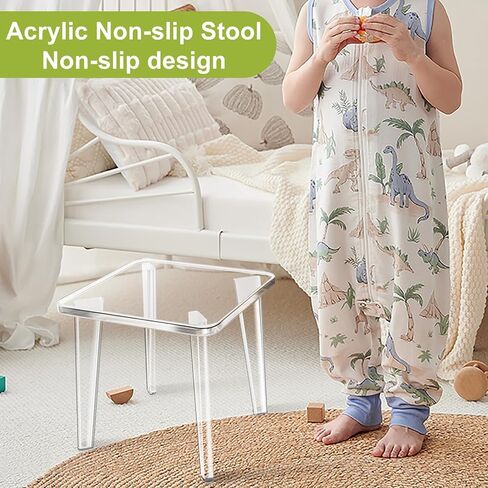 Acrylic Stool,Squre Shower Stools with Non-Slip,12 X 12 X 9.8 in Acrylic Plant Stand for Office Bathroom Living Room,Capacity 200 lbs in Saudi Arabia