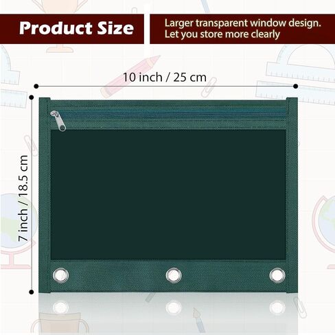 LINCIA 30 PCS Pencil Pouch for 3 RING Binder Heavy Duty Shippered Pencil Age مع نافذة واضحة كبيرة 10 "× 7" الحلقات المعدنية المعدنية اللوازم المتينة لمكتب الكلية (Retro) in Kuwait