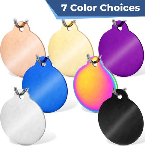 GoTags Stainless Steel Designer Pet ID Tags, Personalized Dog Tags and Cat Tags, up to 5 Lines of Custom Text, Mountain and Flower Design in Silver, Gold, Black, Blue and More (Round, Small) in Saudi Arabia