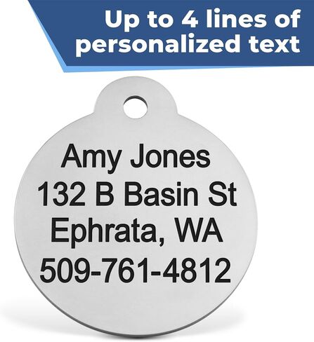 GoTags Stainless Steel Designer Pet ID Tags, Personalized Dog Tags and Cat Tags, up to 5 Lines of Custom Text, Mountain and Flower Design in Silver, Gold, Black, Blue and More (Round, Small) in Saudi Arabia