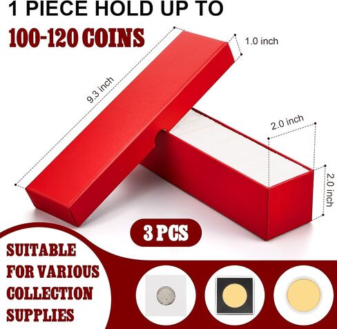 Teling 303 Pieces Coin Flips 3 Pcs 2 x 2 Inch Coin Storage Boxes 300 Pcs Cardboard Holders in 6 Sizes Collection Supplies for Collectors(Black) in Saudi Arabia