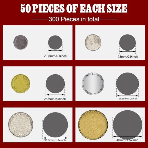 Teling 303 Pieces Coin Flips 3 Pcs 2 x 2 Inch Coin Storage Boxes 300 Pcs Cardboard Holders in 6 Sizes Collection Supplies for Collectors(Black) in Saudi Arabia