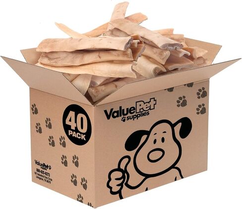 ValueBull Beef Cheek Slices, Long Lasting Dog Chews, Thick 9-10 Inch, 120 Count Bulk Pack - Long Lasting Dog Chews, Rich in Collagen, Single Ingredient, Cleans Teeth in Saudi Arabia