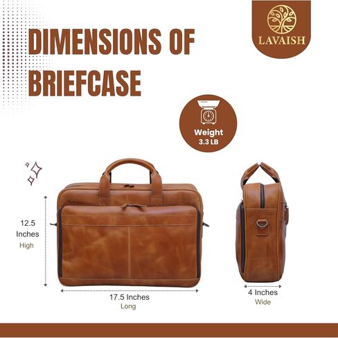 Full-Grain Leather Briefcase for Men & Women–17 Inch Laptop Bag with Computer Compartment Leather Office Satchel Bag in Saudi Arabia