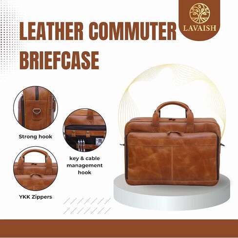 Full-Grain Leather Briefcase for Men & Women–17 Inch Laptop Bag with Computer Compartment Leather Office Satchel Bag in Saudi Arabia