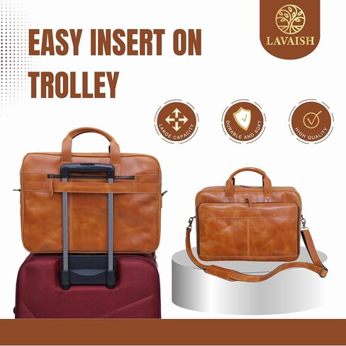 Full-Grain Leather Briefcase for Men & Women–17 Inch Laptop Bag with Computer Compartment Leather Office Satchel Bag in Saudi Arabia