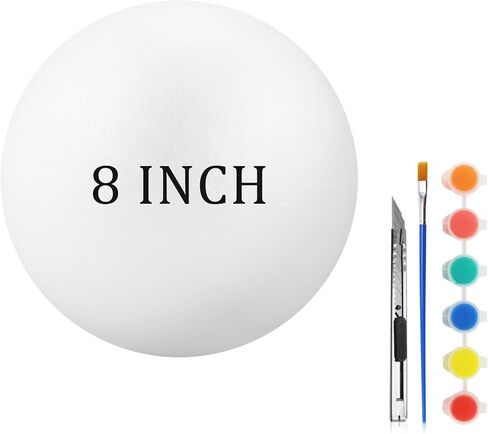 LuckyFoam Styrofoam Round Balls 8 Inch,1PC Large White Half Foam Balls for Crafts, DIY Craft Giant Foam Balls for Home and School,Smooth Solid Round Balls in Saudi Arabia