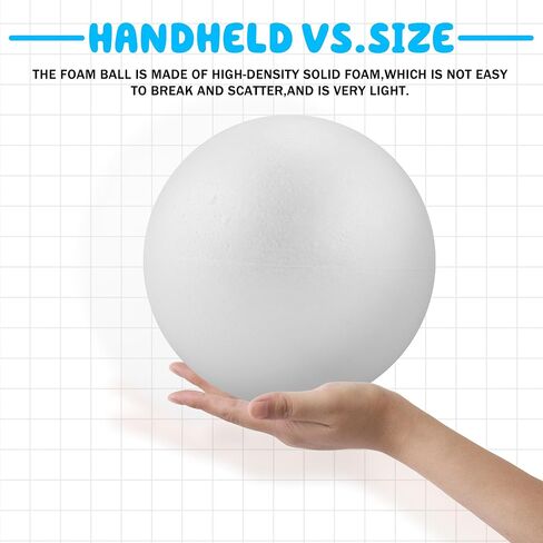 LuckyFoam Styrofoam Round Balls 8 Inch,1PC Large White Half Foam Balls for Crafts, DIY Craft Giant Foam Balls for Home and School,Smooth Solid Round Balls in Saudi Arabia