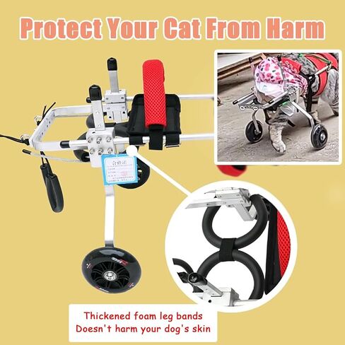 Dog Wheelchair Adjustable Cat for Indoor Cats, Pet Stroller Cart Paralyzed Back Legs, Lightweight Small Kitten Mobility Aids, Exercise Brace in Saudi Arabia