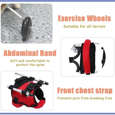 Dog Wheelchair Adjustable Cat for Indoor Cats, Pet Stroller Cart Paralyzed Back Legs, Lightweight Small Kitten Mobility Aids, Exercise Brace in Saudi Arabia