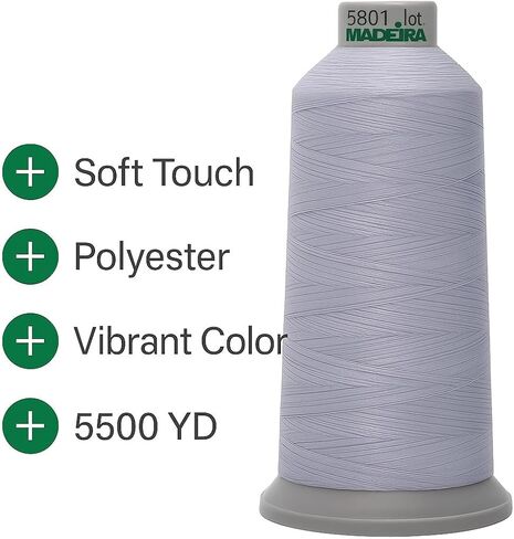 Madeira White Embroidery Thread 5500 Yards – Huge Spool Premium Polyester Thread for Machine Embroidery – Ideal for Commercial and Home Use, All-Purpose Sewing Cone 2-Pack in Saudi Arabia