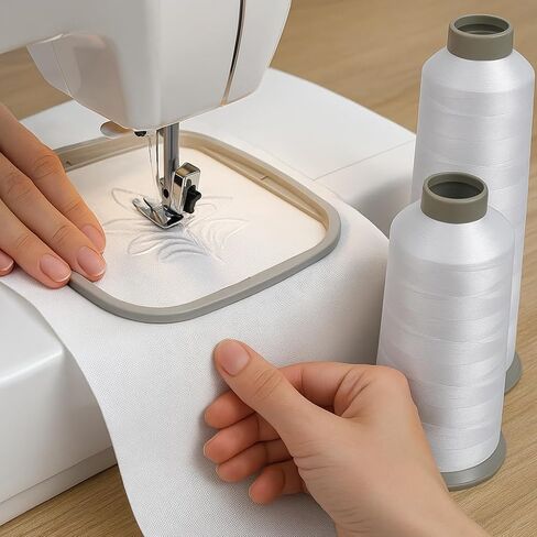 Madeira White Embroidery Thread 5500 Yards – Huge Spool Premium Polyester Thread for Machine Embroidery – Ideal for Commercial and Home Use, All-Purpose Sewing Cone 2-Pack in Saudi Arabia