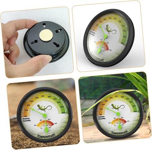 Reptile Terrarium Thermometer Hygrometer Accurate Temperature Humidity Measuring Device for Reptile Tanks Mini Mechanical Design No Battery Required for Vivariums in Saudi Arabia