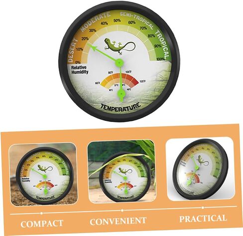 Reptile Terrarium Thermometer Hygrometer Accurate Temperature Humidity Measuring Device for Reptile Tanks Mini Mechanical Design No Battery Required for Vivariums in Saudi Arabia