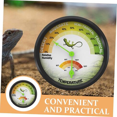Reptile Terrarium Thermometer Hygrometer Accurate Temperature Humidity Measuring Device for Reptile Tanks Mini Mechanical Design No Battery Required for Vivariums in Saudi Arabia